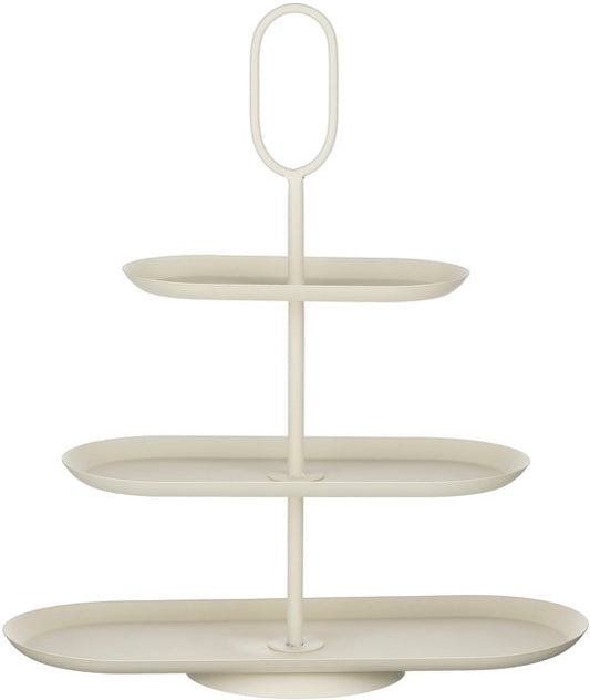 Mica Decorations Rama Etagère – Serveer Toren voor Hapjes en Gebak – Ook geschikt als Taartplateau en Dienblad – Decoratieve Etagere van Ijzer – L48 x B20 x H55 cm – Crème