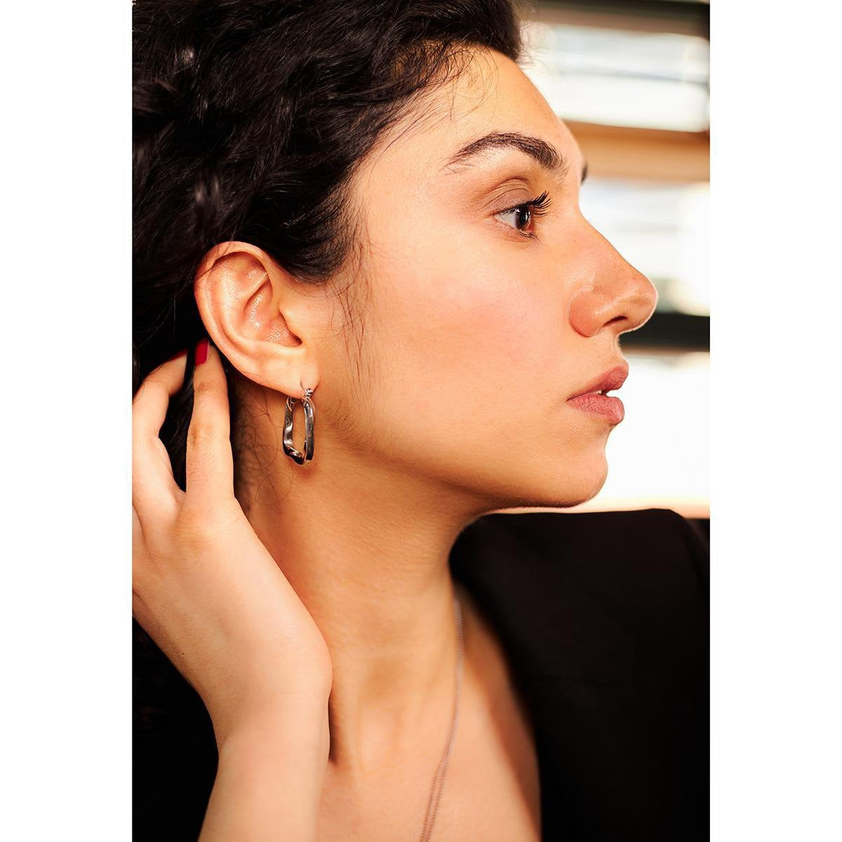 Laura Ferini Dames Oorbellen Piazza Zilver - Zilverkleurige Oorhangers - Dames Oorknoppen - Sieraad - Accessoires - Sieraden