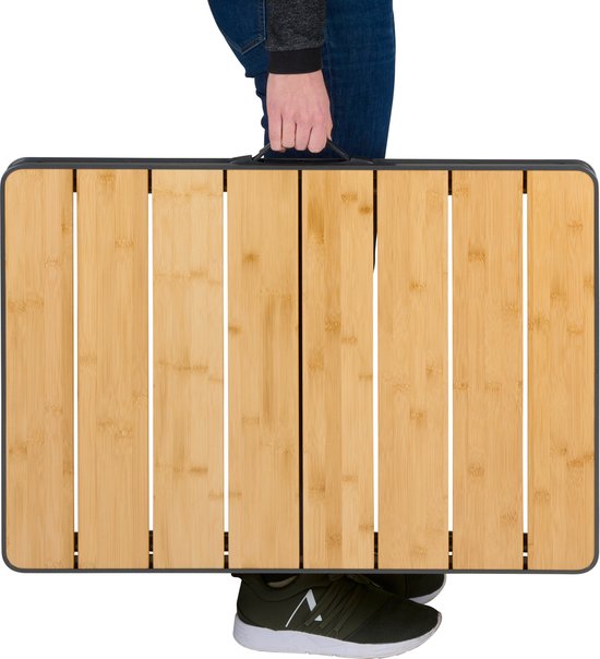 Campe Active - Campingtafel inklapbaar - In Hoogte Verstelbaar- 75 x 55 x 31 - 71 cm - Bamboe en Aluminium - Bruin