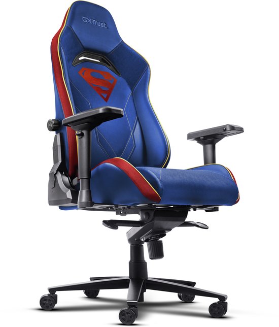 Trust GXT 721SM Ruya Pro Superman Editie - Premium Gaming Stoel - Nekkussen - Verstelbare Rug Ondersteuning - Hoogte Verstelbaar - Rug- & Armleuningen Verstelbaar - Superman Blauw