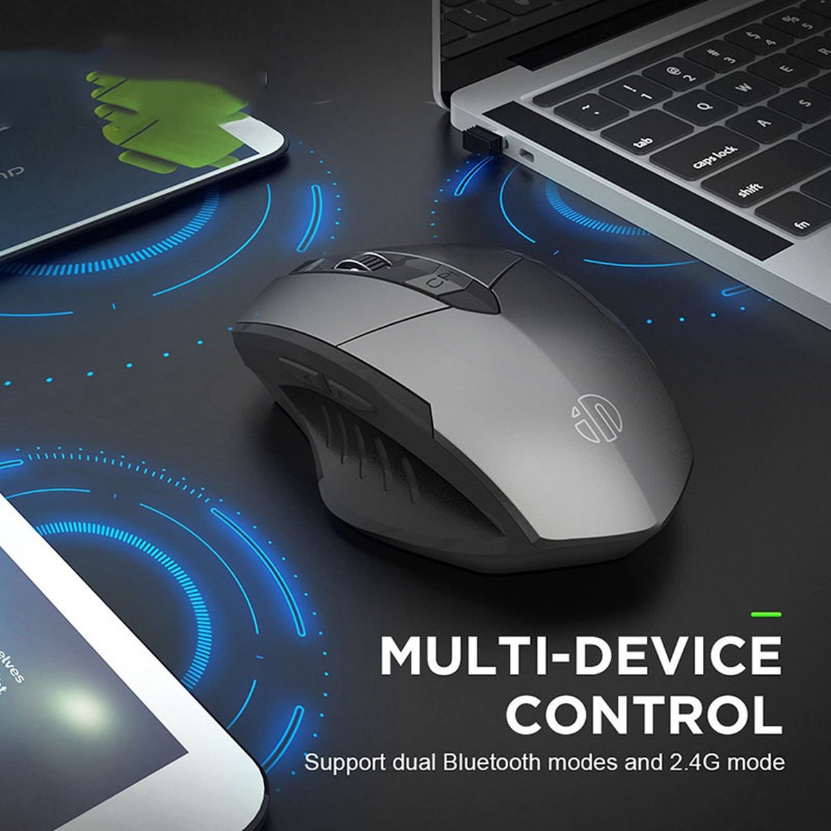 Garpex - Draadloze Muis Laptop - Computermuis - Oplaadbare Muis - LED Verlichting - Stille Draadloze Muis - Geschikt voor Gaming - Zwart