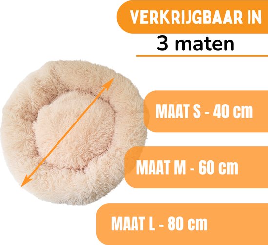By Cee Cee Hondenmand - Donut Hondenmand - Kattenmand - Premium Hondenkussen - Volledig Afritsbaar - Beige 40cm - S