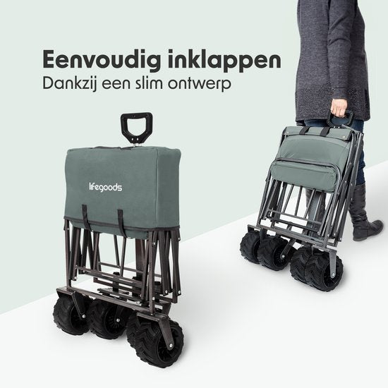 LifeGoods Bolderkar - Opvouwbaar - 80KG Draagkracht - 94L - Wasbaar Polyester - Groen