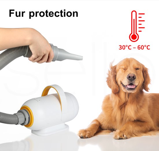 Fuegobird CL-DP Huisdier Waterblazers - Professionele Hondenfohn - Stil Design - 50dB - Met 4 Opzetstukjes - Honden Droger - Met Zuigmodus - Wit
