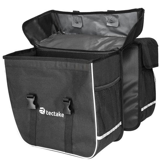 TecTake - Dubbele Fietstas - 35 l - Zwart/Grijs