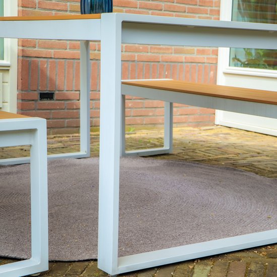 AXI Corfu Buitenkleed – Rond – Ø 180 cm – Beige / Rosé – Buitenkleed – Buitentapijt – Weer- en UV-bestendig – Plat geweven – Tuintapijt – Voor binnen en buiten - Handgeweven