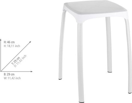WENKO Badkamerkruk Losani 29x47cm wit - Douchekruk - Douchezitje - Douchestoel - Belastbaarheid max. 120 kg
