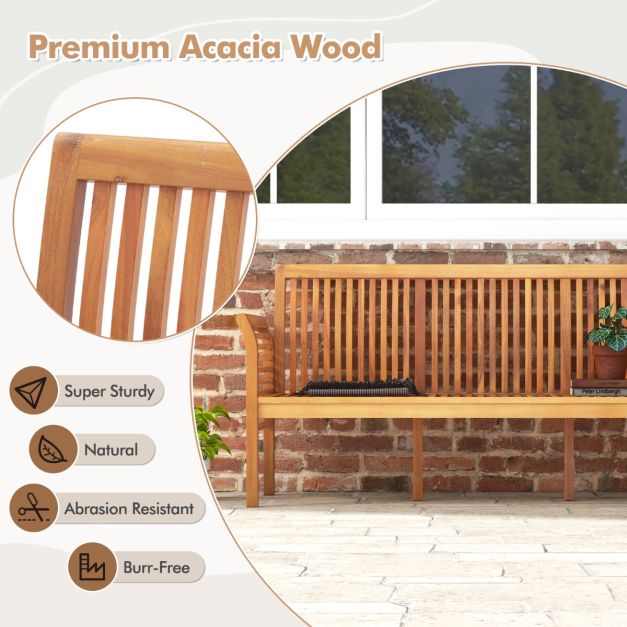 Coast 3-zits Acaciahouten Tuinbank met Kussen – 159 x 59 x 77 cm – Naturel