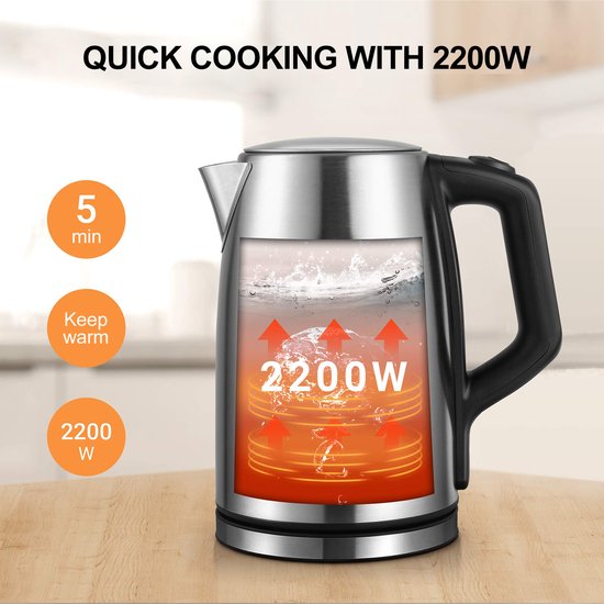 Midea Waterkoker MK-17S30B2-E5 - 6 kooktemperaturen - 1.7L - RVS