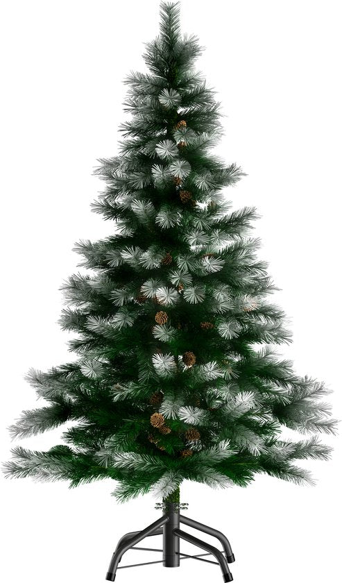 Casaria Kerstboom 180cm PVC – Sneeuw Effect Denneappels - Groen-Wit