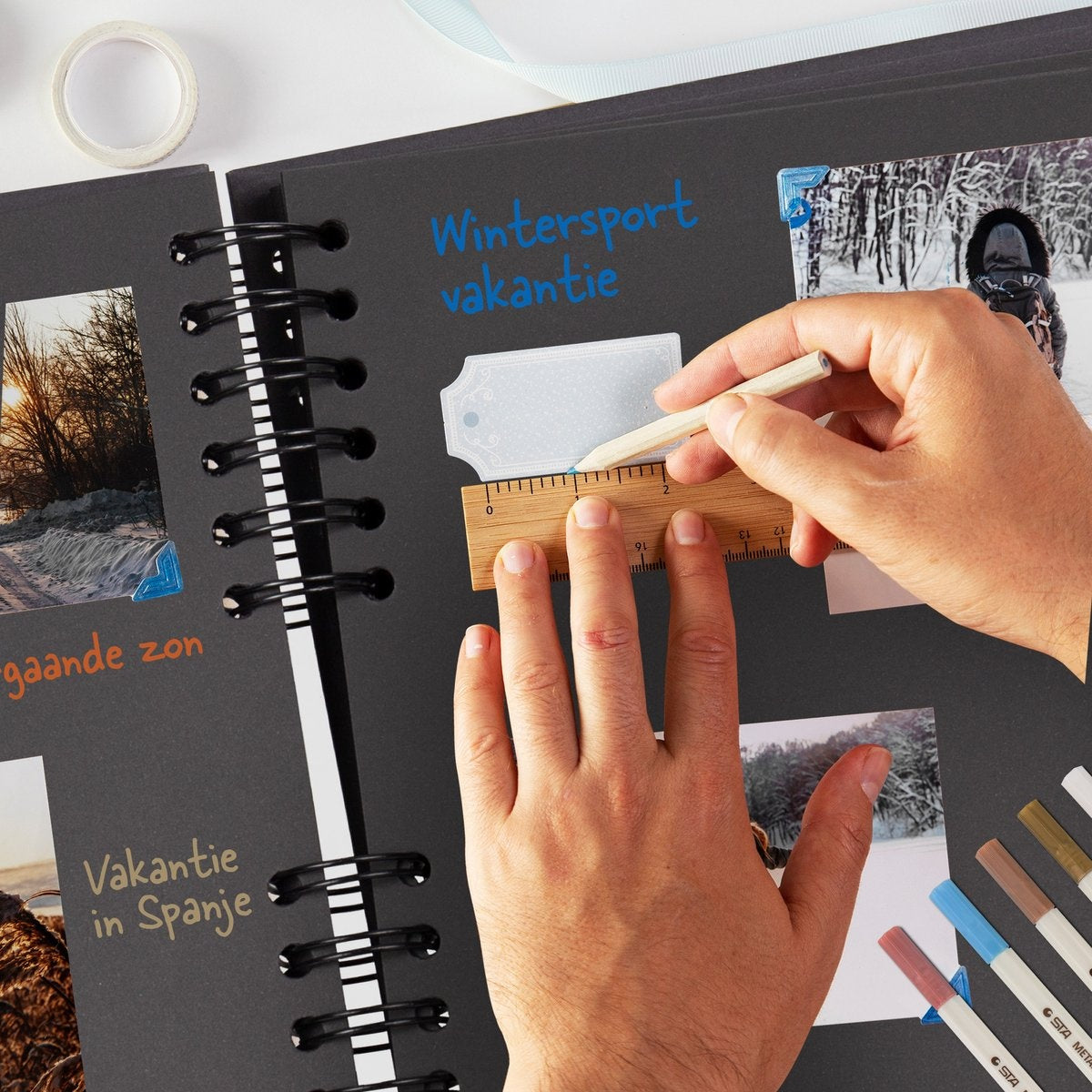 Saaf Scrapbook set - Incl. accessoires - Scrapbooking Plakboek - Fotoboek / Gastenboek - Zwart