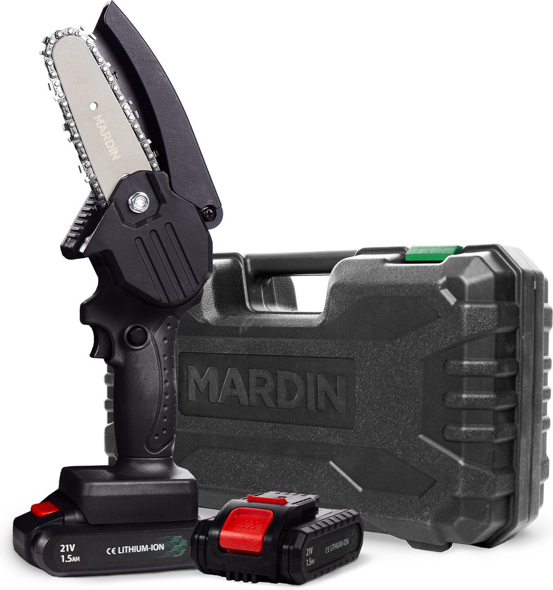 Mardin Mini Kettingzaag – Snoeizaag – 2 Accu’s – Incl. Koffer - Zwart