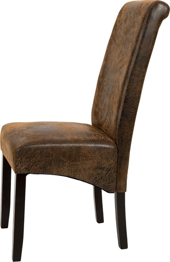 tectake® - Eetkamerstoelen - 2 stuks - suede lederlook bruin - 401596