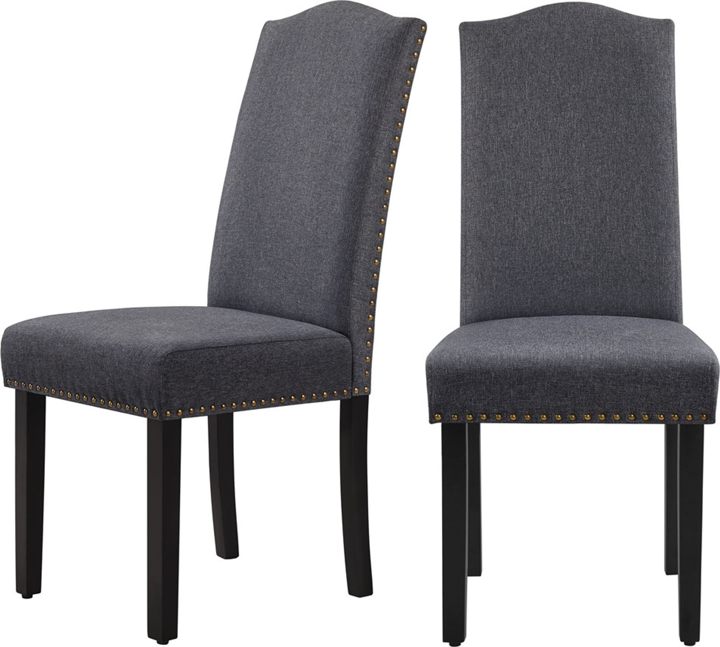 Yaheetech Eetkamerstoelen Set van 2 - Keukenstoel met Hoge Rugleuning - Massief Houten Poten - 45,5 x 62 x 103 cm - Donkergrijs