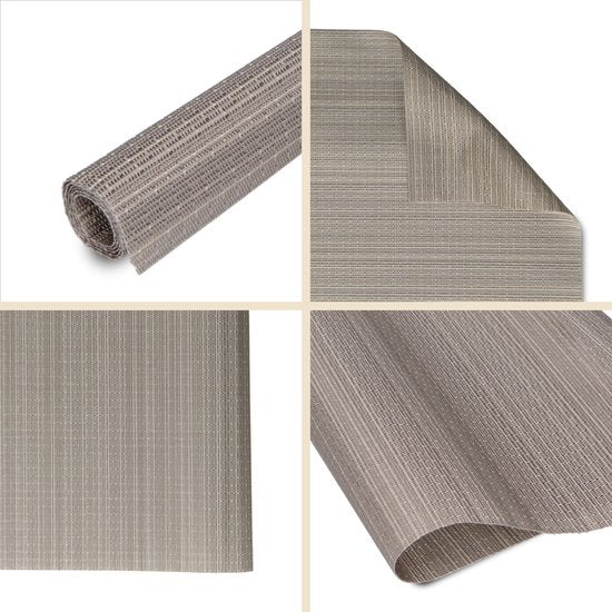 Castagnola Placemats - Placemat van Kunststof - Onderlegger - Onderzetter - Placemats Plastic en PVC - 6 Stuks - 45 x 30 cm - Bruin