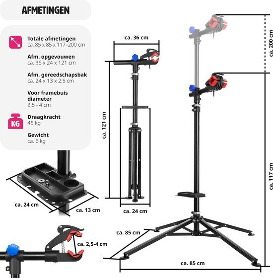 tectake® - Fiets reparatiestandaard fietsmontagestandaard e-bike Philipp - 402899