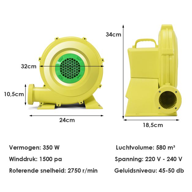 COAST 350W Luchtblazer Elektrische Luchtpomp Commerciële Opblaasbare Springkasteel Luchtblazer Perfect voor Springhuis Springkussen