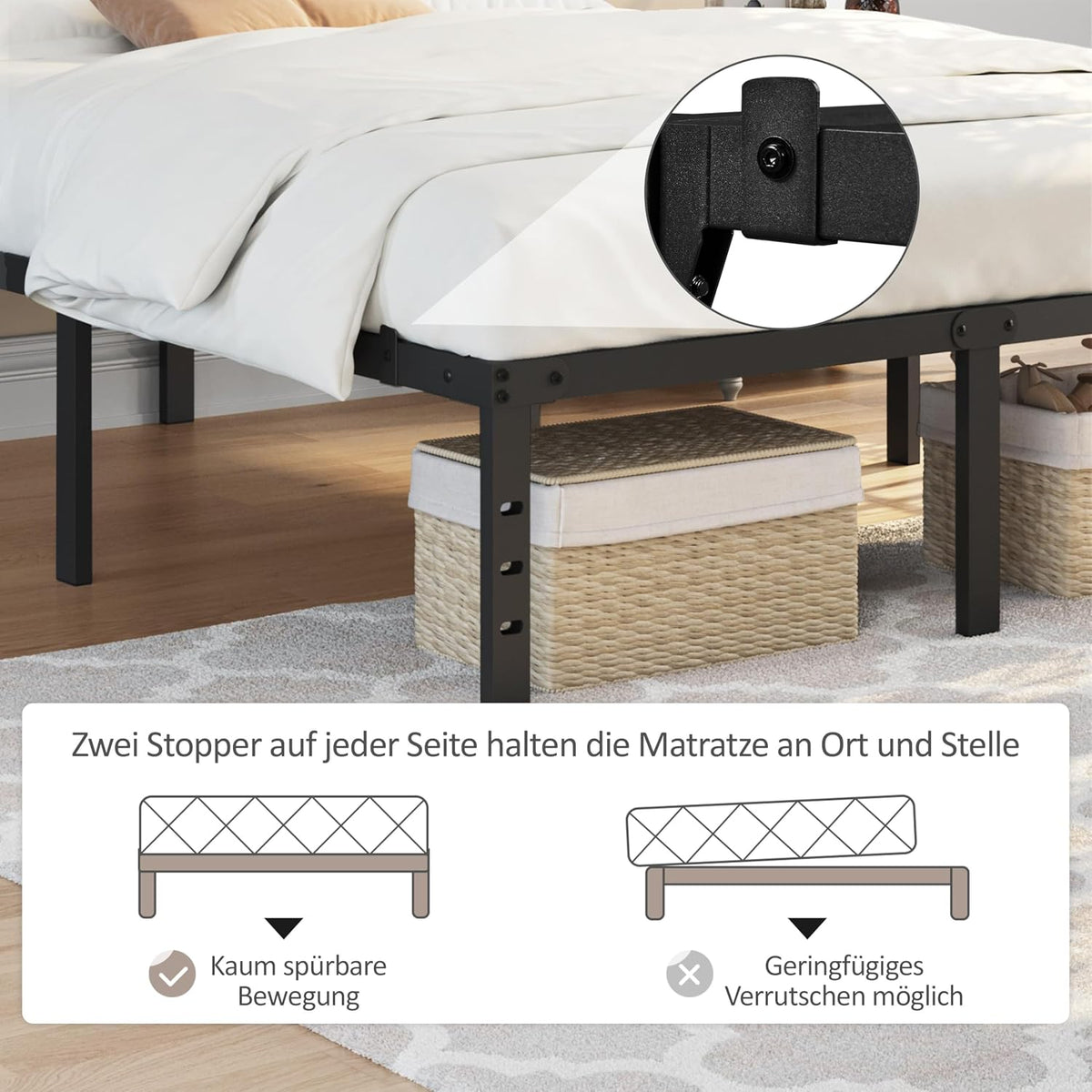 Yaheetech bedframe van metaal - Inclusief lattenbodem - 160 x 200 cm - Zwart