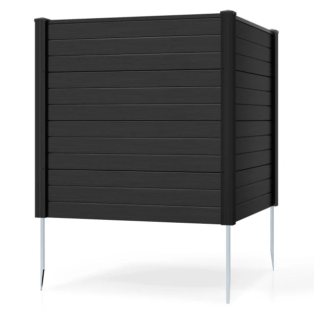 Coast Privacy Scherm Zwart – 2-Delig Buiten Schuttingpaneel met Metalen Grondpalen – 123 x 123 cm