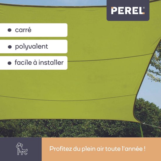Perel Schaduwdoek - Waterafstotend - 13 m² - Polyester - 3.6 x 3.6m - Limoengroen