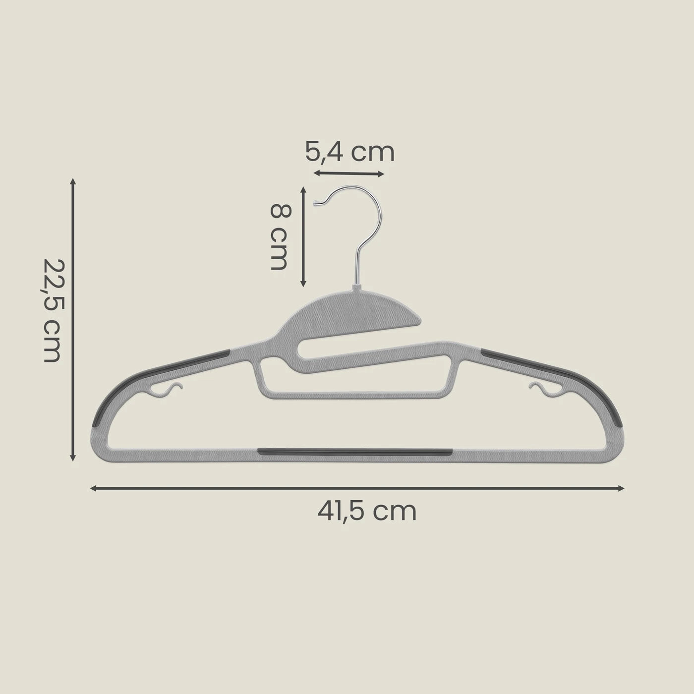 JOYFURNOS Kledinghangers 50-Pack Grijs - Ruimtebesparend S-Vorm - 360° Draaibaar - 41,5 x 22,5 cm