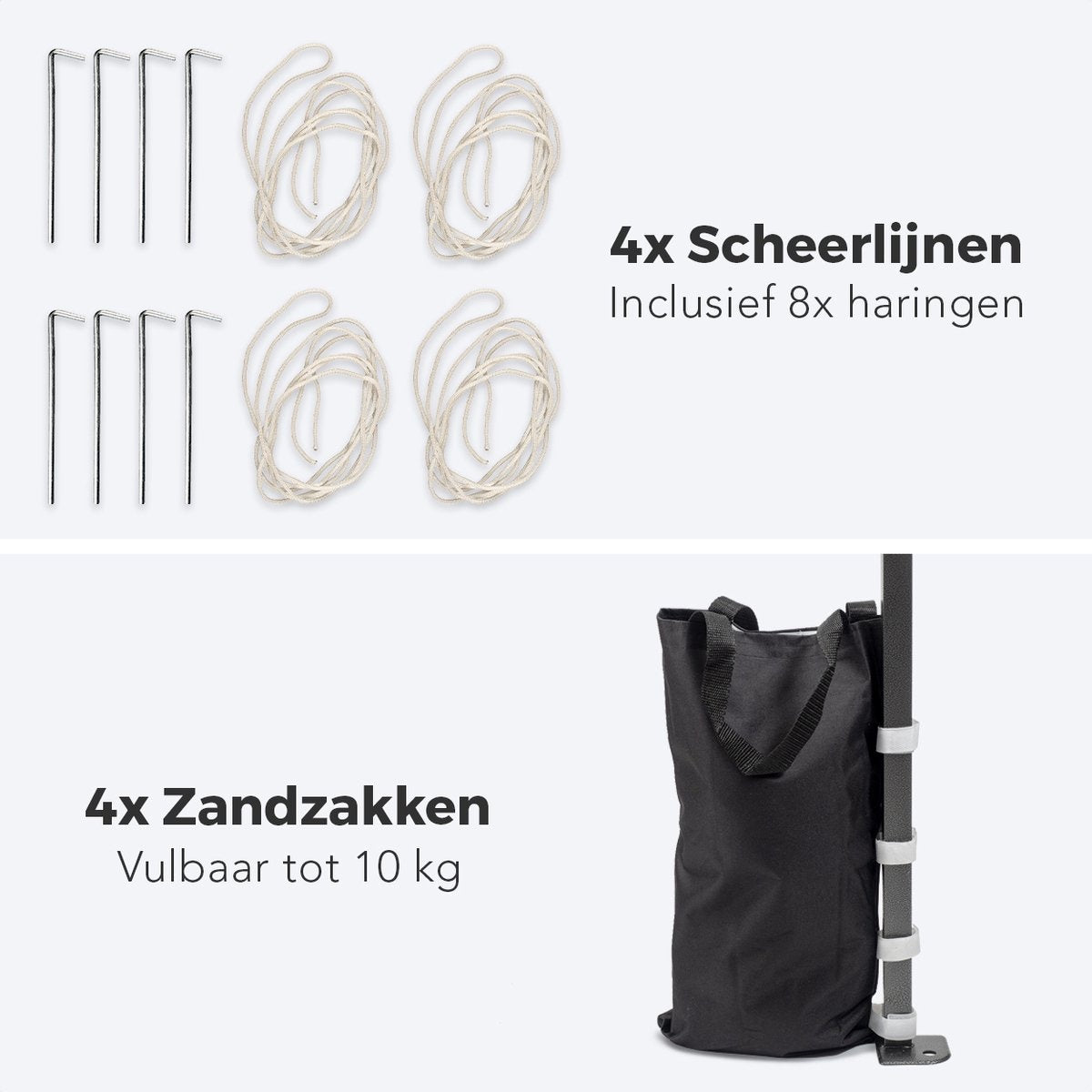 LifeGoods Partytent - Paviljoen - EasyUp - Opvouwbaar - 4 Zijwanden - Waterdicht - Met Draagtas met wieltjes - 292 x 292 cm - Wit