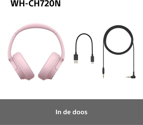 Sony WH-CH720N – Draadloze over-ear koptelefoon met Noise Cancelling - Roze