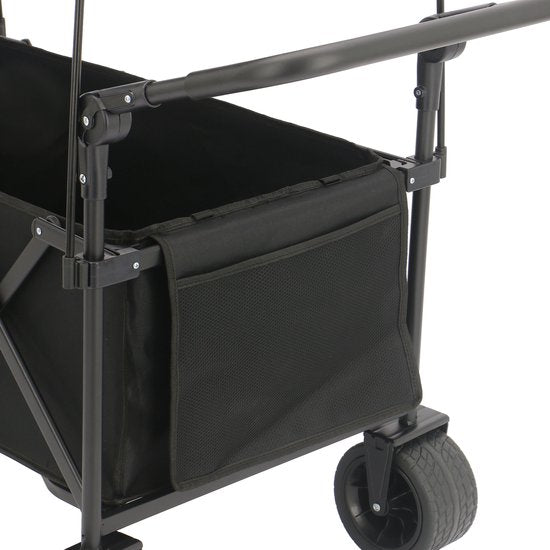 AXI SB221 Opvouwbare Bolderwagen met dak – Zwart – Met Trekstang, Remmen en Hoes – 100 kg Draagvermogen – Eenvoudig mee te nemen - Metaal