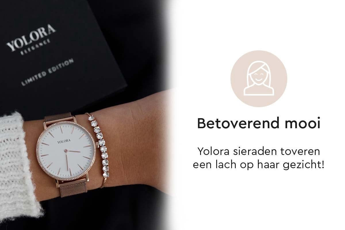 Yolora Dames Armband met 10 Kalpa Camaka Kristallen - Rosé kleurig - 18K Roségoud Verguld