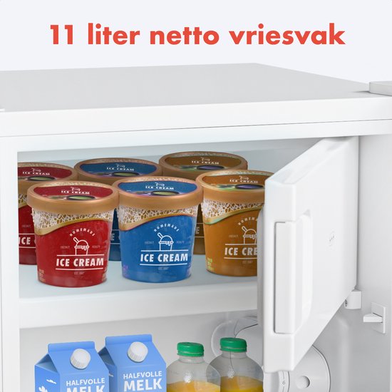KitchenBrothers Koelkast - 81L - Tafelmodel Koelkast met Vriesvak - IJskast - Koelvriescombinatie - Frigo - Vrijstaand - Wit