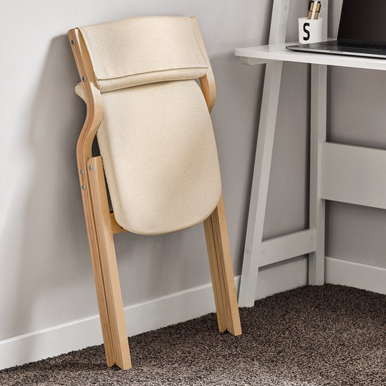 SoBuy Set van 2 Klapstoel, Bureaustoel met Gestoffeerd Zitkussen, Eetkamerstoel, Wit, 49x80x54cm, FST40-Wx2 - voor Eetkamer, Keuken, Woonkamer of Thuiswerkplek