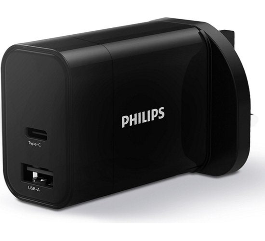 Philips DLP2621/05 USB-C Oplader 30 W – PD Snelladen – USB-A + USB-C – Zwart