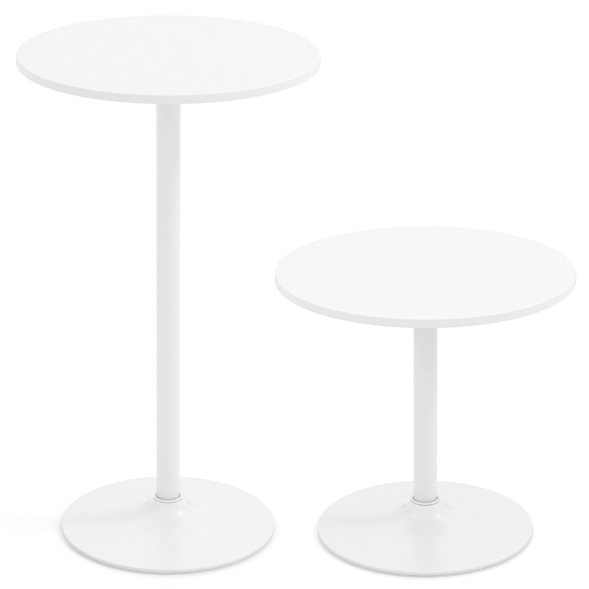 Coast Ronde Bartafel en Eettafel - In hoogte verstelbaar - 2-in-1 - Wit - 2 stuks