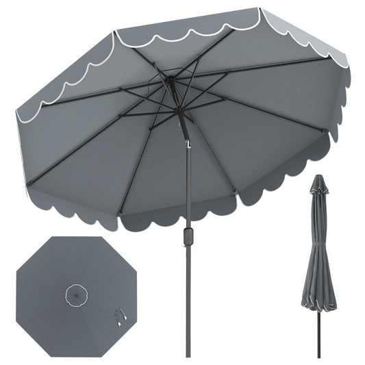 Coast Dubbelzijdige Tuinparasol - 300 cm met zwengel en volant - 35° kantelbaar - Blauw