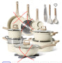 Just Perfecto Pannenset - 21-delig - Antiaanbak - Inductie - Beige graniet