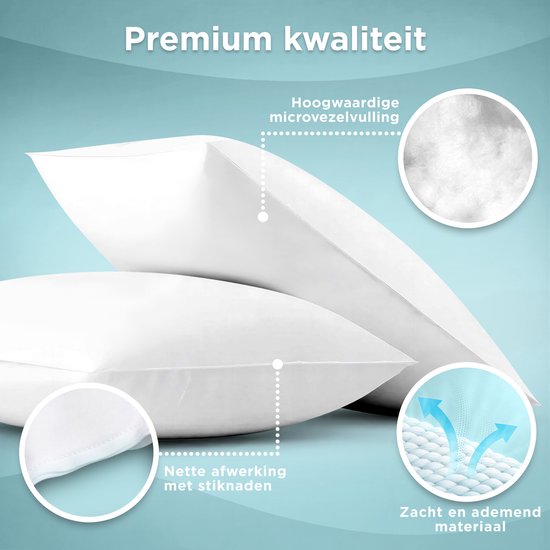 CozySense® Hoofdkussen - Set van 2 - 50x70 CM - Ademend Slaapkussen met Zachte Microvezel Hoes - Hotel Kussen - Pillow - Voor Zij-, Buik- en Rugslapers