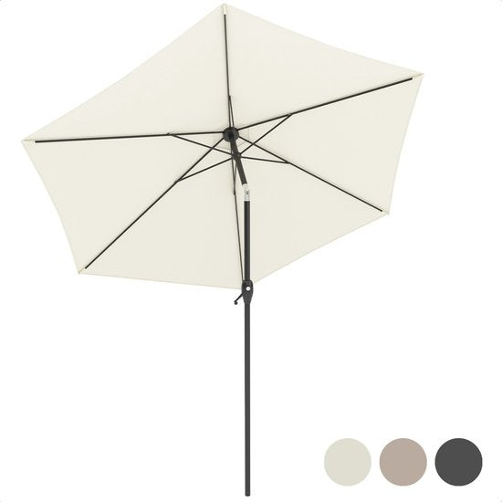 LifeGoods Parasol - Ø270 cm - 30° Kantelbaar - Waterdicht - met Hoes - Crème