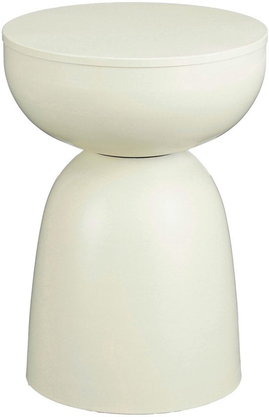 Mica Decorations Elliot Bijzettafel - Bijzettafel Rond H45 x Ø32 cm - Bijzettafeltje voor Woonkamer of Slaapkamer - Ideaal als Plantentafeltje - IJzer met Poedercoating - Off White