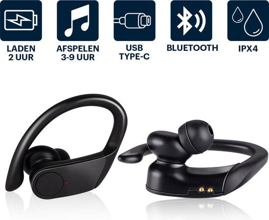 Grundig Draadloze Bluetooth Oordopjes - True Wireless Oortjes Draadloos - Earbuds met Tot 30 uur speeltijd - USB-C Snelladen - Comfortabele Pasvorm - Zwart