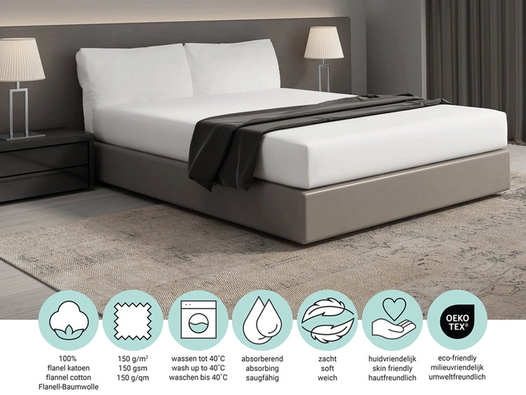 DoubleDry Hoeslaken - Flanel - 90 x 200 cm - wit