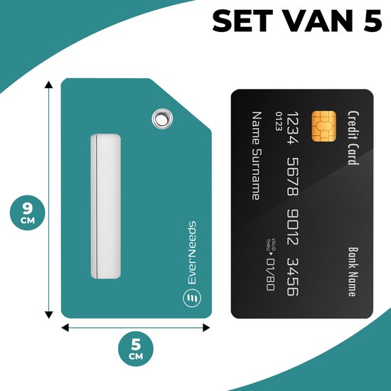 EverNeeds Bagagelabel - Siliconen  - Mint - 5 Stuks - 5x9 cm