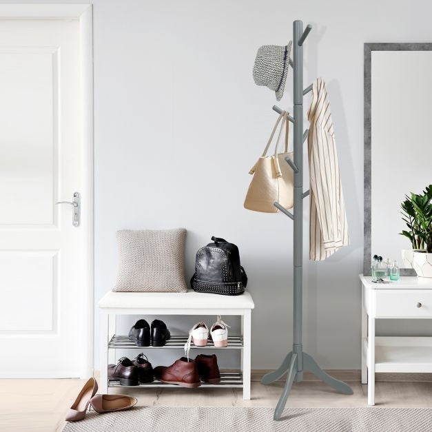 Coast Kapstok met 8 Haken - 175 cm - Verstelbare Hoogte - Grijs - 50 x 50 x 175 cm