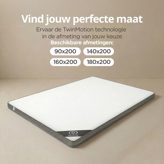 Sleeptime Twin Motion Topper 140x200 cm - Topdekmatras - Matrastopper - Hybride Gel Traagschuim - Medium Hardheid - 8 cm Dik
