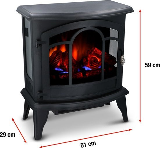 Alpina Elektrische Vicenza - Sfeerhaard - Afstandsbediening en Timer - LED Vlammen - 2000W - Zwart - Met Verwarming