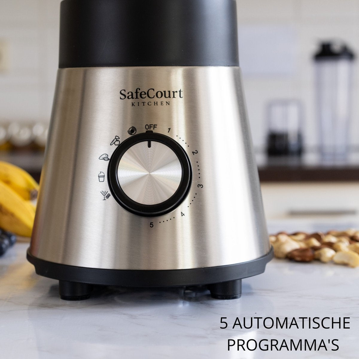 Safecourt Kitchen HB100 - Krachtige Blender - 5 programma's - 1000W - 1.5L