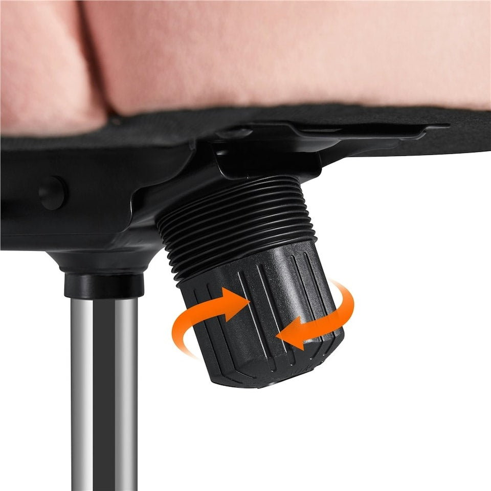 Yaheetech Ergonomische Bureaustoel Fluweel - Verstelbaar 76,5 tot 86,5 cm - 60 x 60 cm - Lichtroze