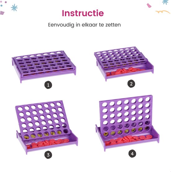 Partizzle 24x Mini Vier op een rij Spellen - Gezelschapsspel / Reisspel / Breinbrekers - Uitdeelcadeautjes Voor Familie - Grabbelton Klein Speelgoed Spelletjes - Traktatie Cadeautjes - Voor Kinderen & Volwassenen