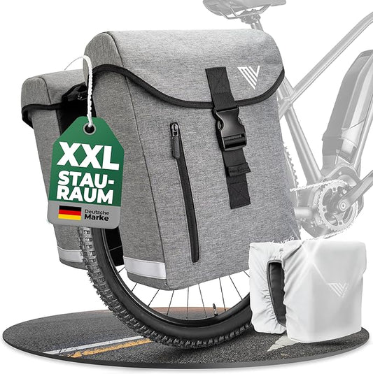 MIVELO Fietstas Dubbel – Waterdicht & Incl. Reflecterende Regenhoes – 36 liter – Grijs