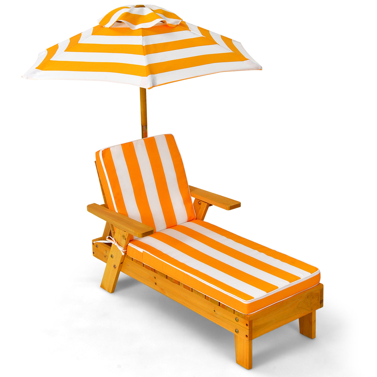 Coast Children Sun Lounger met parasol kinderlander hout 106 x 49 x 106 cm geel + wit