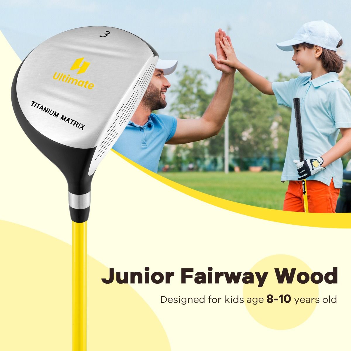 Coast Junior Fairway Hout #3 - 165 cc clubhoofd - glasvezel shaft - geel - 86 cm